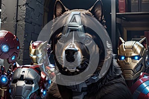 Cute dog Avengers Ai Drawing styl