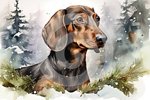 Cute dog breed animal mammal background dachshund canine portrait brown puppy purebred pet domestic