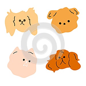 Cute Dog Breeds - Vector Illustration Adorable Dog Faces