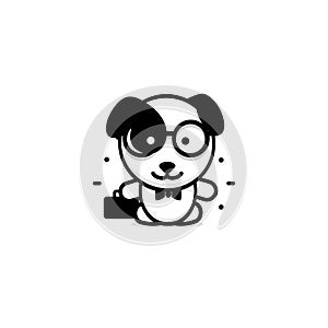 Cute Dog businessman vector illustration, Baby Puppy logo, new design art, Pet Black color sign, simple image, picture
