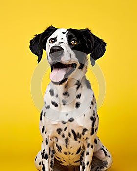 cute dog captured in a professional studio portrait session against a solid backdrop