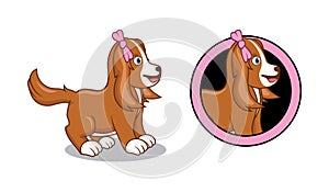 Cute dog cartoon character design illustration