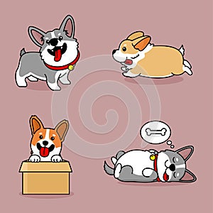 Cute dog cartoon vector with various poses