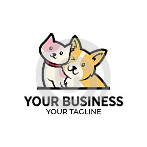 Cute dog and cat logo design for pet shop