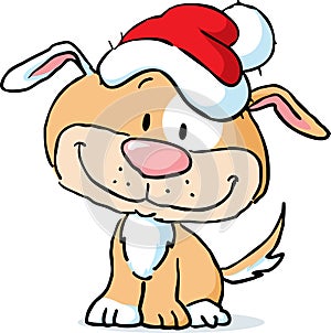 cute dog character with santa cap - vector