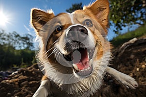 Cute dog close-up in nature.