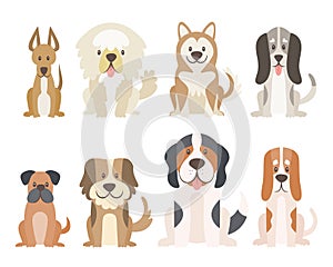 Cute dog collection in cartoon style.