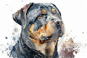 Cute Dog. Dog T-shirt graphics. watercolor Rottweiler, Generative AI