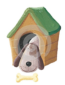 Cute dog in the doghouse