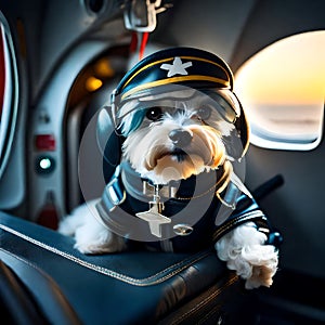 Cute dog dressed as a pilot - ai generated image