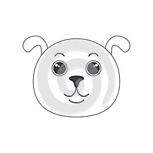 Cute dog face, happy puppy, animals head of simple round shape