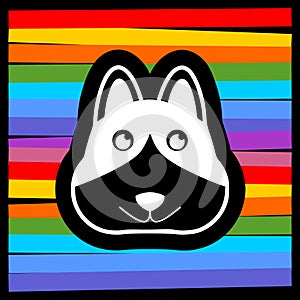 Cute Dog face head icon isolated on colored background