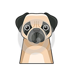 Cute Dog Face Icon. Cartoon Style on White Background Vector