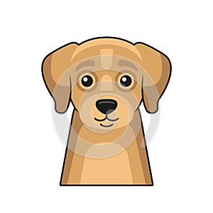 Cute Dog Face Icon. Cartoon Style on White Background Vector