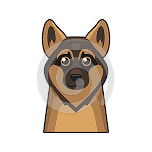 Cute Dog Face Icon. Cartoon Style on White Background Vector