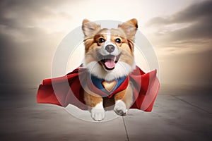 Cute Dog Feeling Like A Superhero, Complete With A Mask And Cape