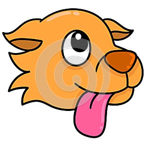 Cute dog head emoticon sticking out its tongue, doodle icon image kawaii