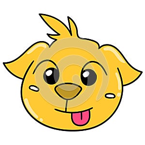 Cute dog head emoticon sticking out its tongue, doodle icon image kawaii