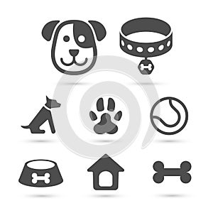 Cute dog icon symbol set on white. Vector