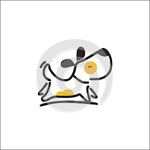 Cute dog logo vector monoline