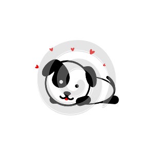 Cute Dog In love and rest vector illustration, Baby Puppy logo, new design art, Pet Lies on the stomach Black color sign