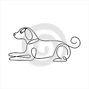 Cute dog pet animal continuous one line art outline silhouette simple drawing vector illustration