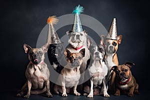 Cute dog pets at a birthday party. Generative AI
