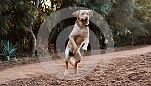 Cute dog playing on field
