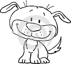 Cute dog puppy sitting - vector cartoon illustration