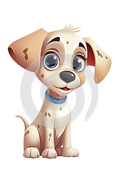 cute dog puppy on white isolated background. Cartoon character. Generative AI