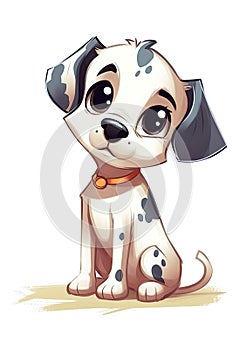 cute dog puppy on white isolated background. Cartoon character. Generative AI