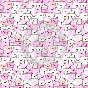 Cute dog seamless pattern background.