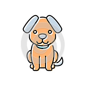 Cute dog sitting down line icon, pet shelter, pet shop, veterinary, vector illustration