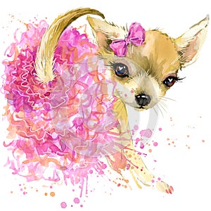 Cute dog T-shirt graphics. mini dog illustration with