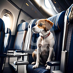 Cute dog travelling on the plane - ai generated image