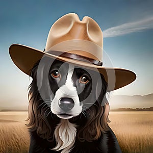 Cute dog wearing a cowboy - ai generated image