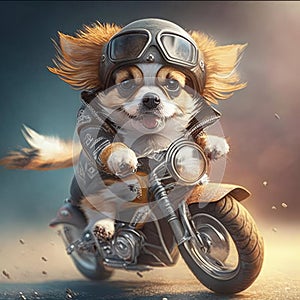 Cute doggy on a motorcycle