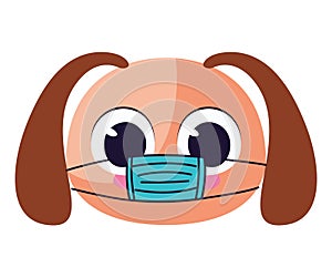 cute doggy with safety mask on a white background
