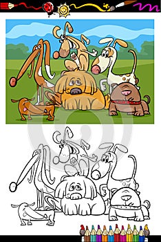 Cute dogs cartoon coloring book