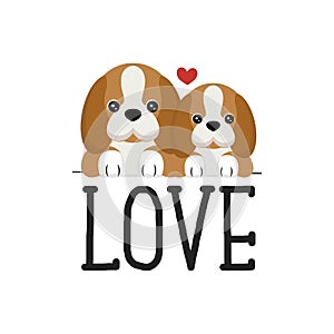 Cute dogs cartoon with love.