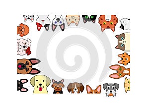 Cute dogs and cats rectangle frame