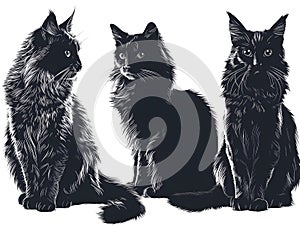 Cute dogs doodle vector set. Cartoon dog. Silhouettes of cats and dogs on white background