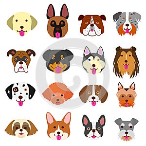 Cute dogs faces art set