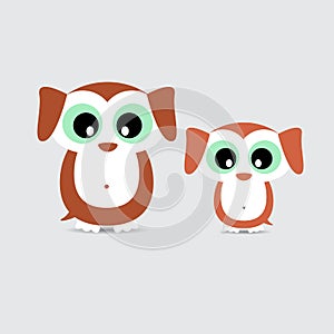 Cute dogs family Mother dog and Child puppy Illustration standing at clear background