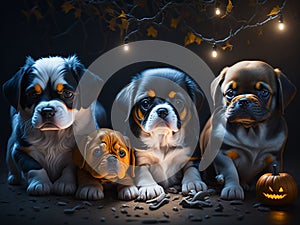 cute dogs in holloween knight