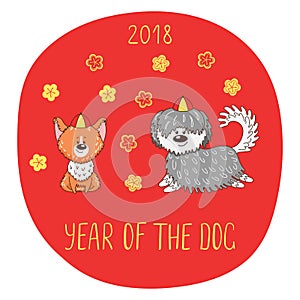 Cute dogs New Year greeting card