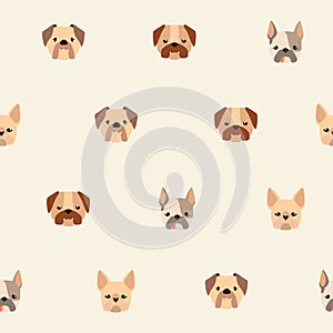 Cute dogs pattern, vector flat illustrations