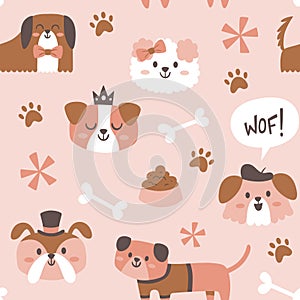 Cute Dogs Seamless Pattern