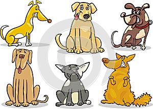 Cute dogs set cartoon illustration