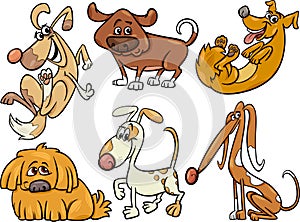 Cute dogs set cartoon illustration